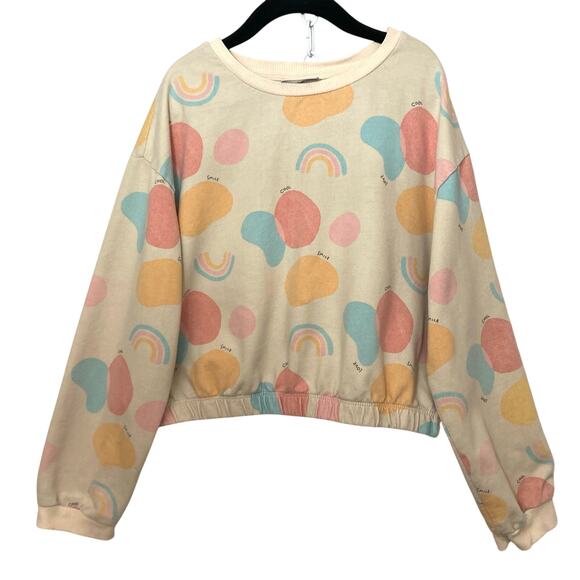 LC Waikiki Cream Colorful Rainbow Smile Cool Love Blob Sweatshirt Sweater Top - Picture 1 of 10